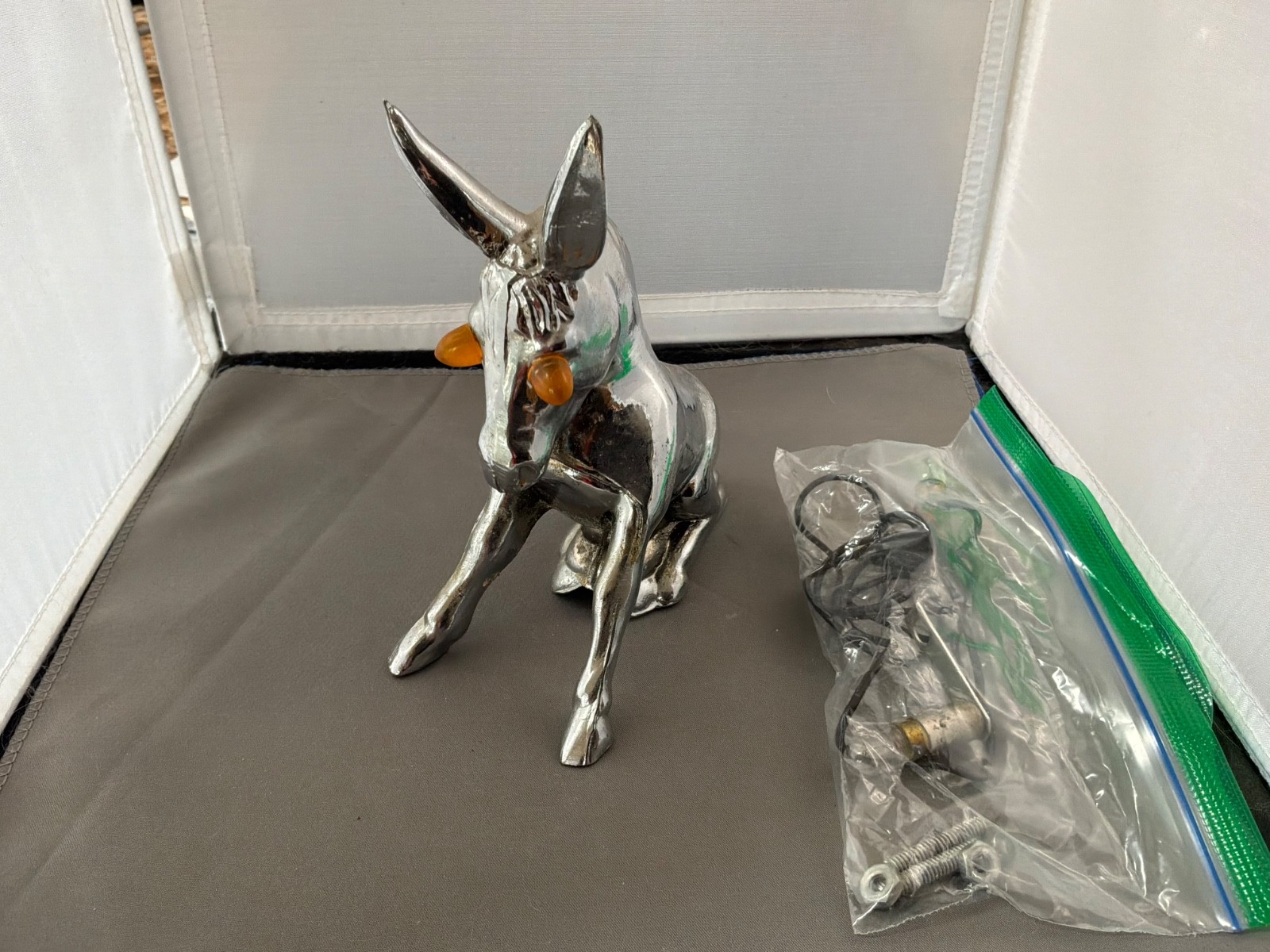 Chrome Novelty Donkey Hood Ornament - Eyes Light Up!