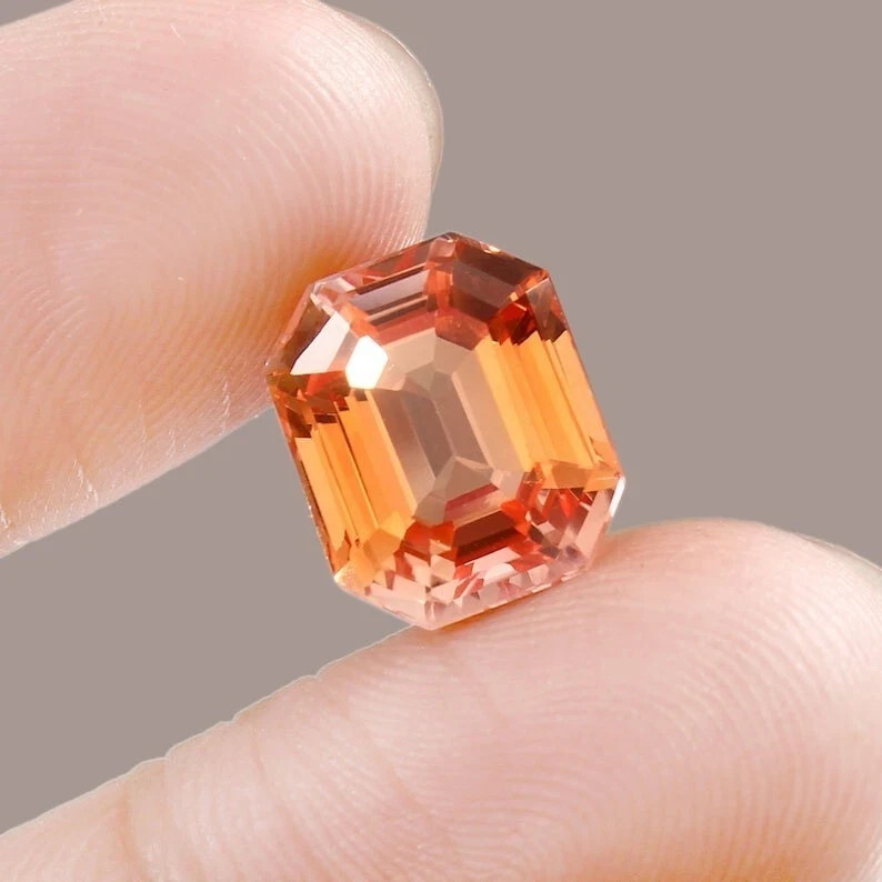 Natural Padparadscha Sapphire Emerald Cut 10 Ct Certified Loose Gemstone