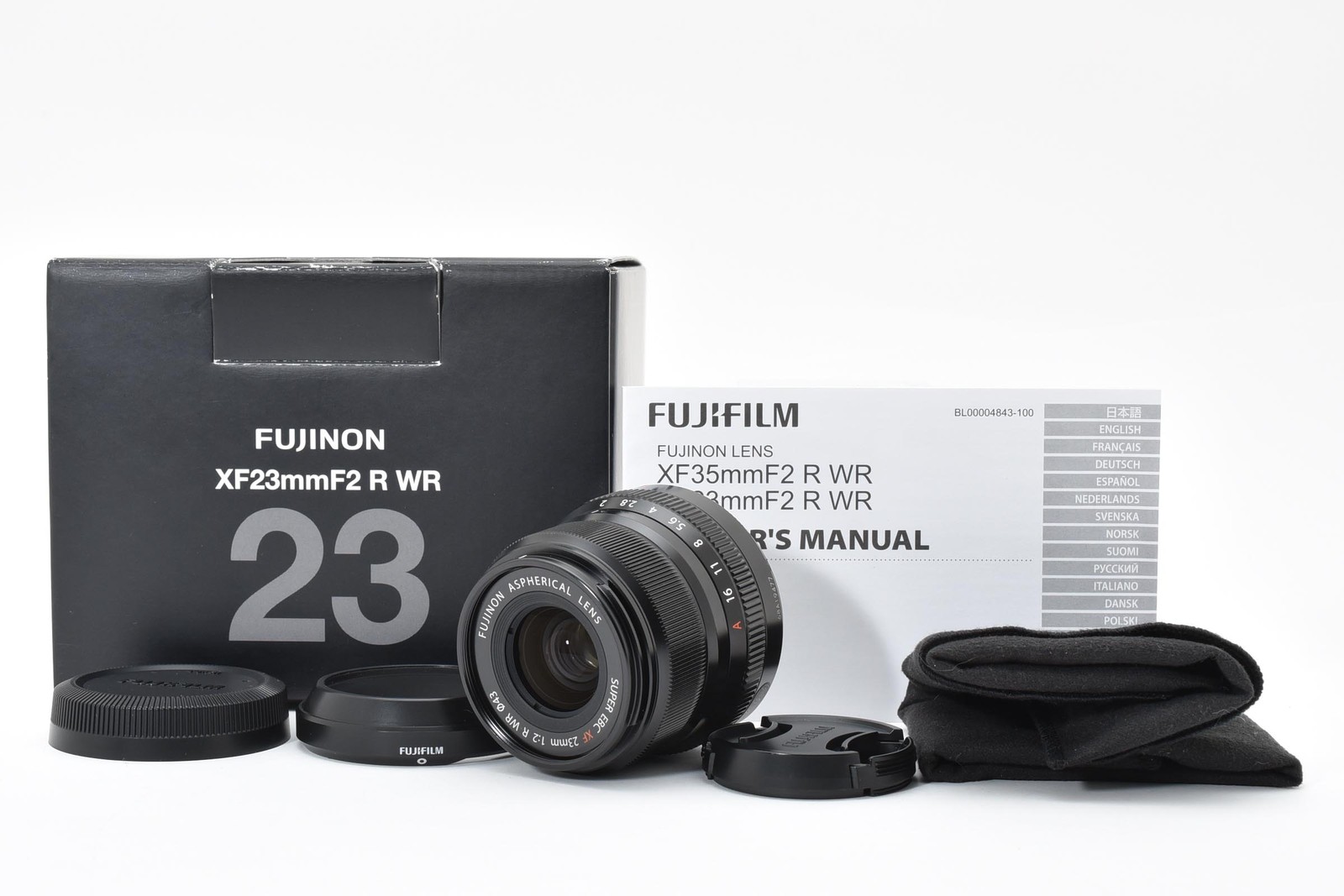 [Almost Unused] FUJIFILM Fuji Fujinon XF 23mm f2 R WR Lens W/Box Hood from JAPAN