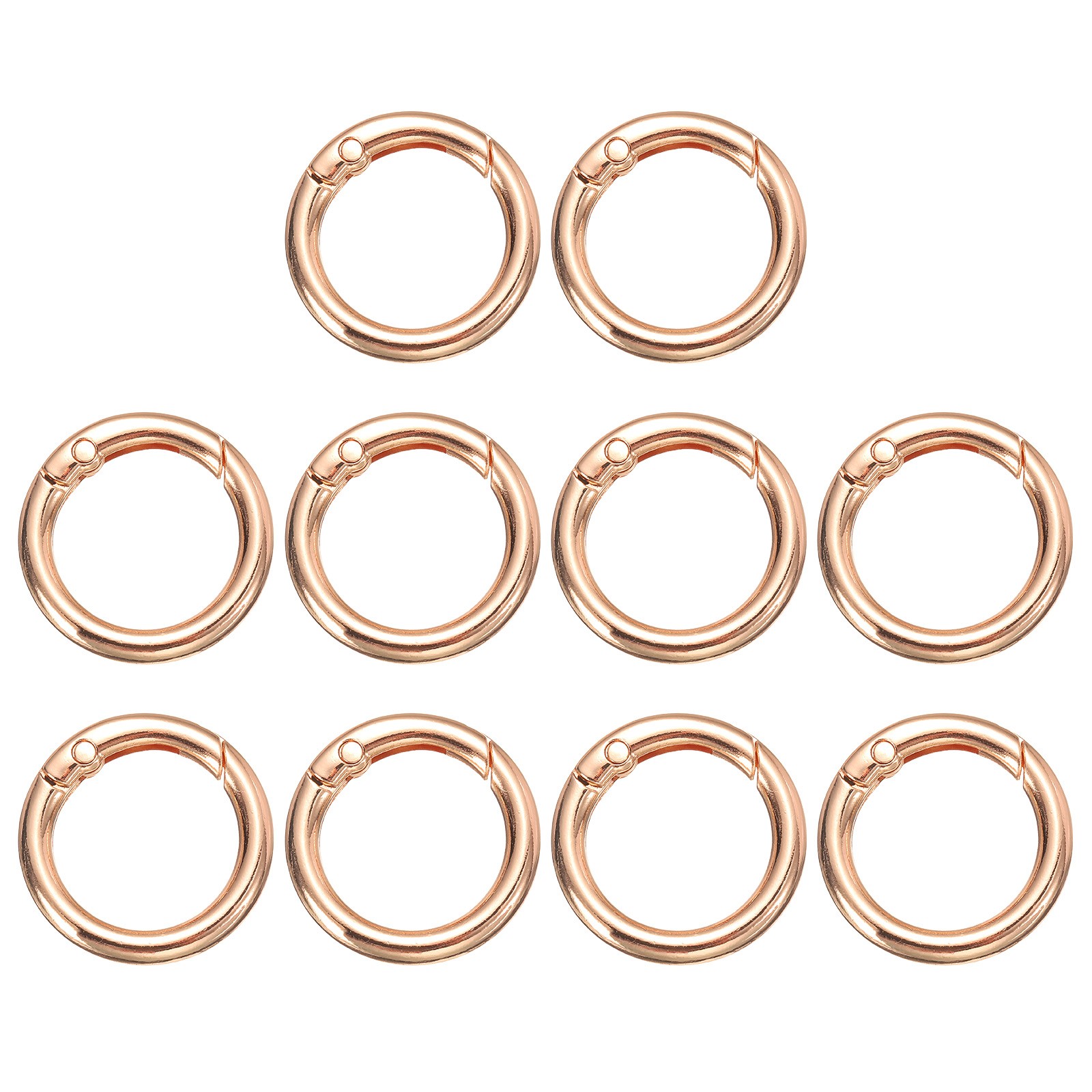 10pcs 27mm/1 1/16" Metal Spring O Ring Clip Snap Buckle Keyring, Round, Gold