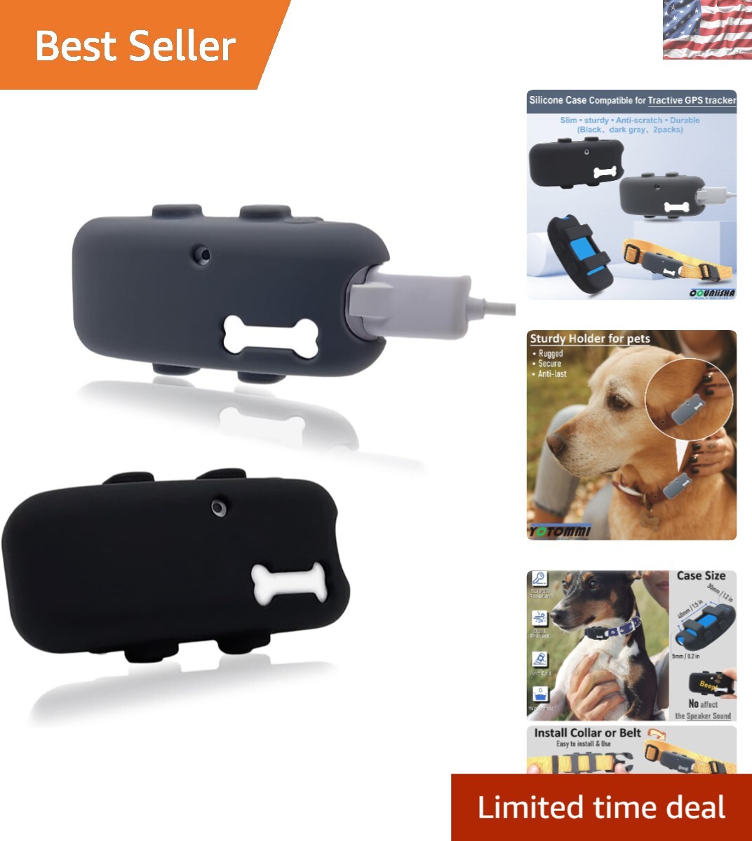 2 Pack Silicone Holders for Tractive GPS Dog Tracker - Waterproof & Durable