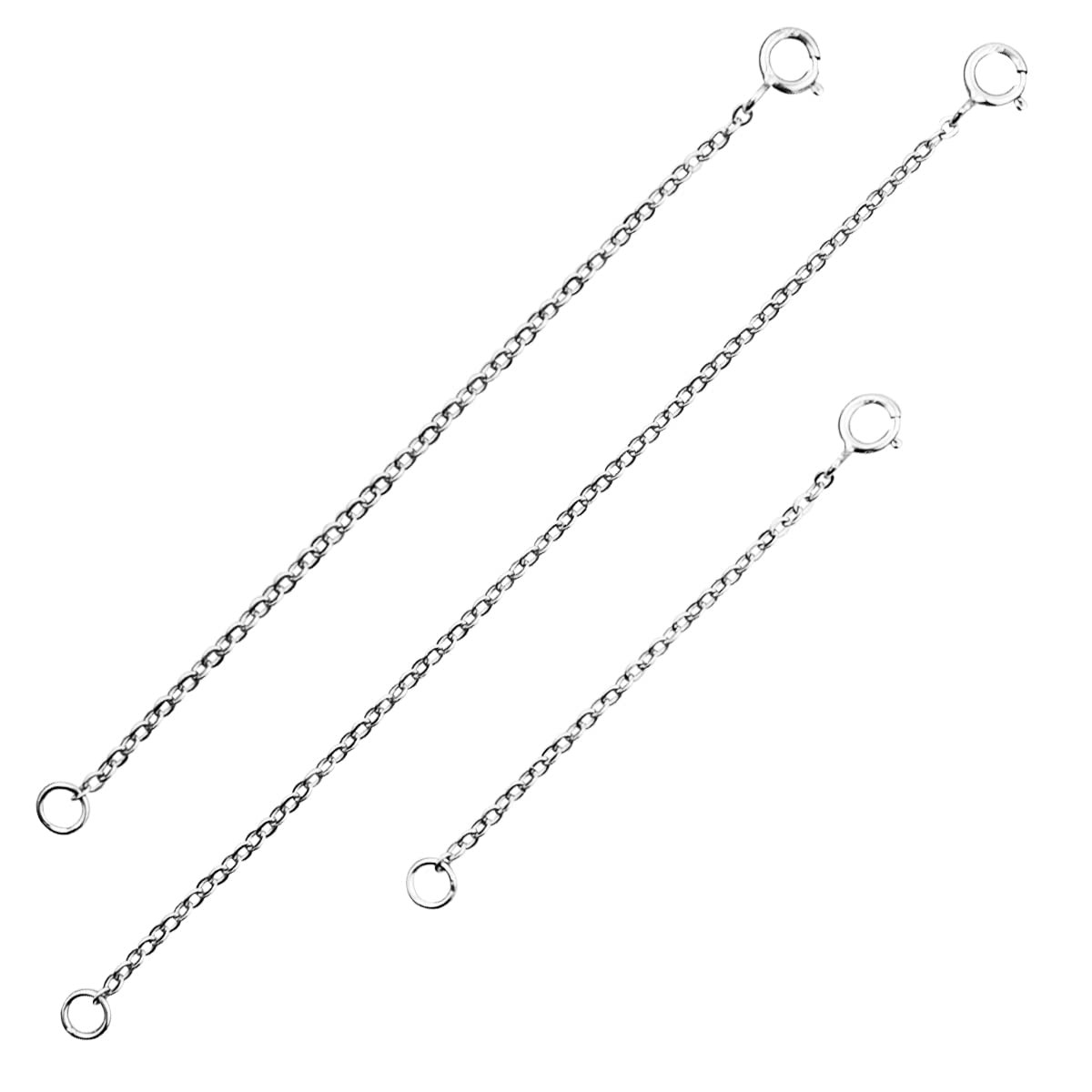3 Pieces 925 Sterling Silver Necklace Extenders Extension Chain for... 