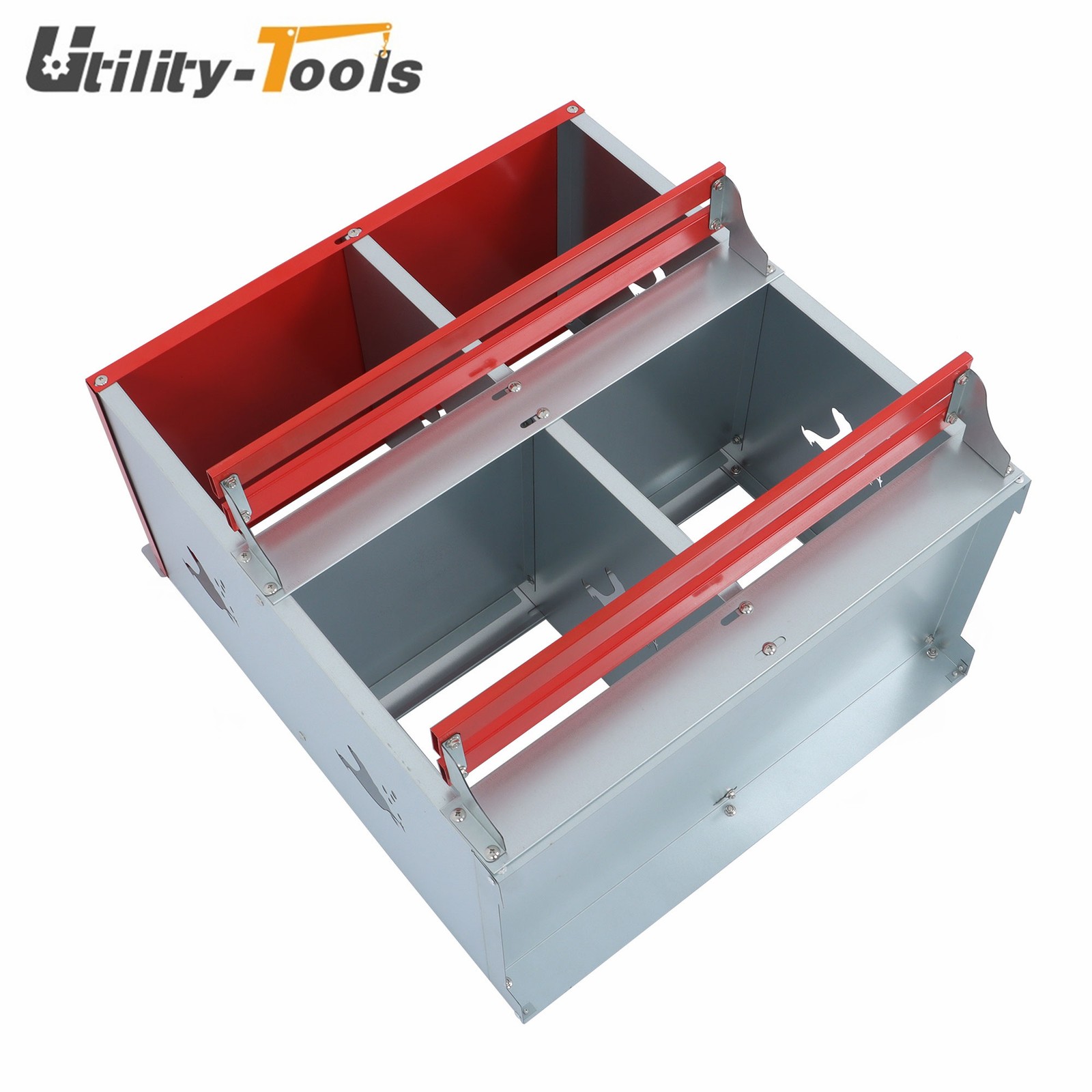Red Wall Mount Durable Metal 4 Compartment Chicken Nesting Box Poultry Nest Box