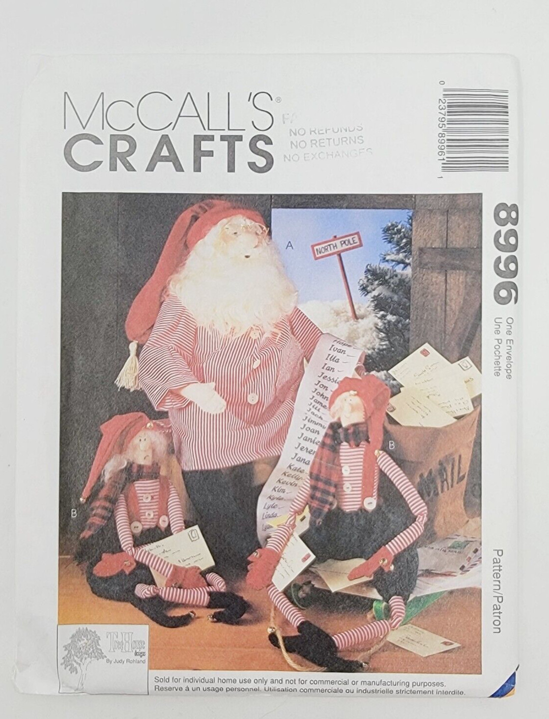 McCalls 8996 Christmas 18" Santa & Elves 15" Dolls  sewing pattern