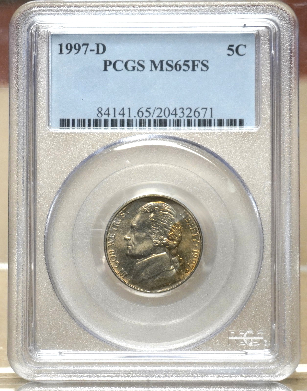 1997-D JEFFERSON NICKEL PCGS MS65FS FULL STEPS 432671