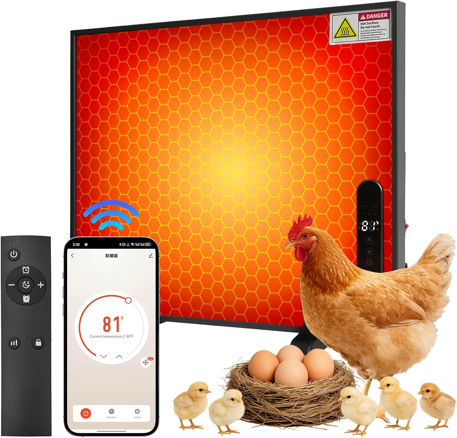 200W Smart Chicken Coop Heater with Thermostat – Check Temperature, App-Controll
