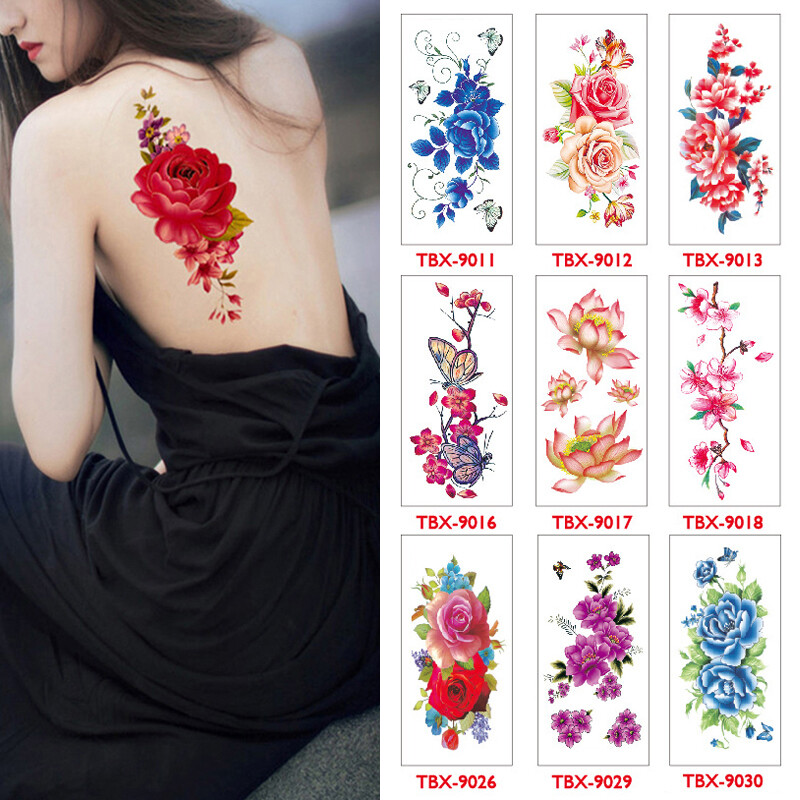 1 Sheet Temporary Waterproof 3D Flowers Rose Tattoos Stickers Body Arm DIY⇖