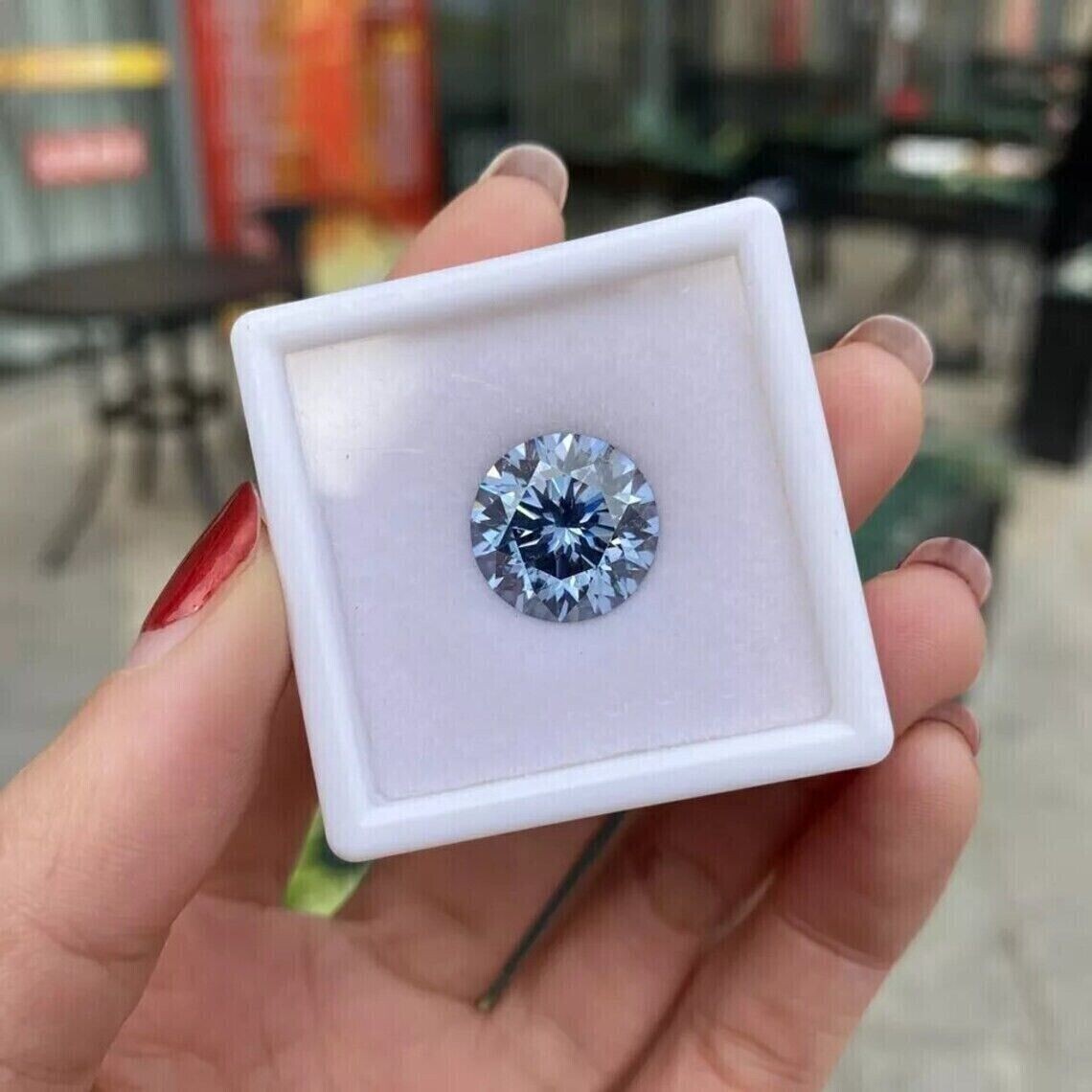 1.CT Natural Blue Diamond  Round Cut VVS1 D Grade 1 Free Gift Certified D9