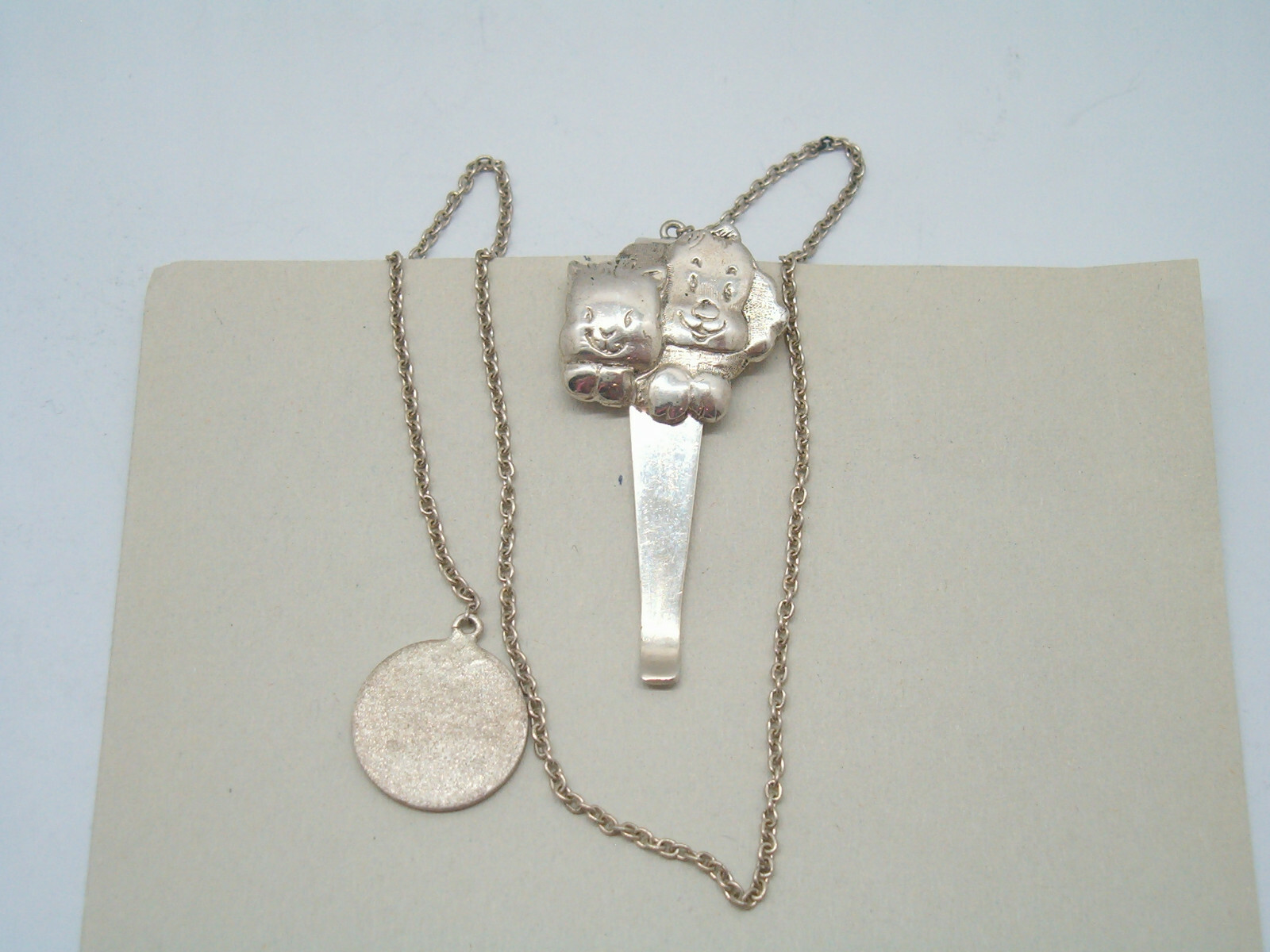 925 Silver Bookmark with Puppy and Kitten - page marker book - puppies