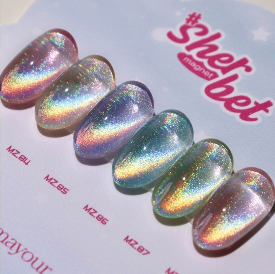 Mayour Sherbet Magnetic Cat Eye Gel Nail Polish 6 Colors Set 8ml K-Beauty NEW
