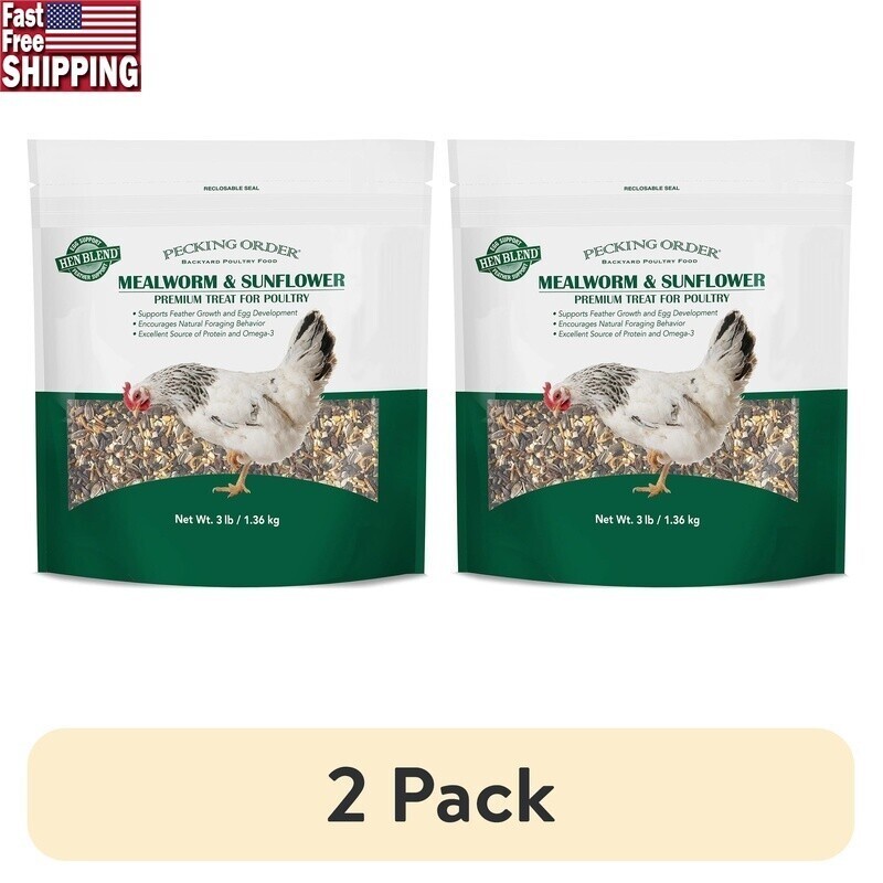 Pecking Order Mealworm Sunflower Treat 3lb High Protein Chicken Snack 2 Pack New