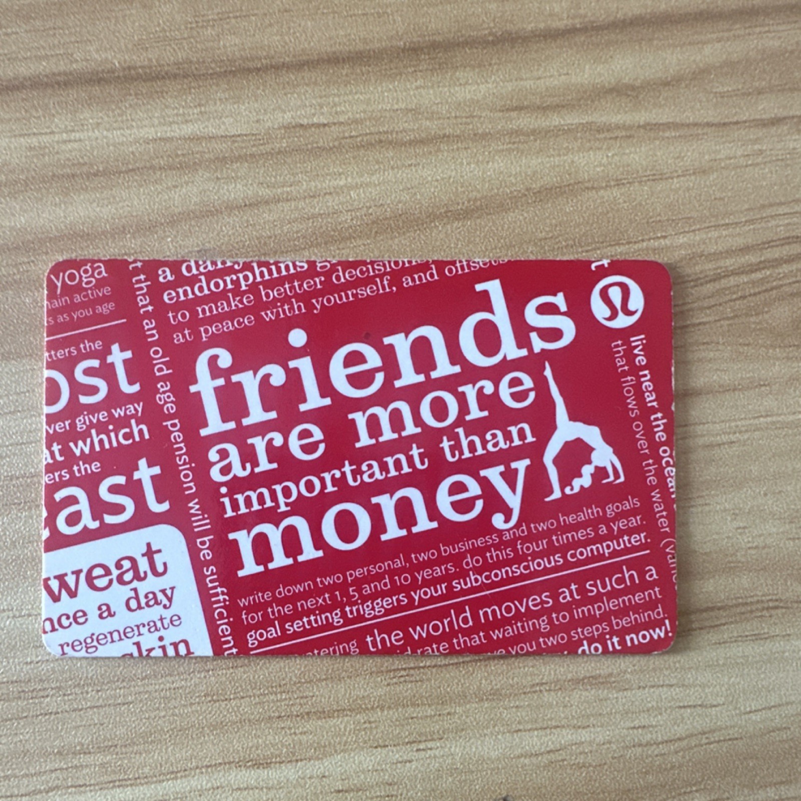 lululemon Gift Card Red Friends Are More Important Than Money RARE 