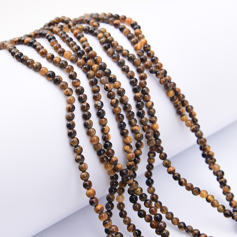 2 Strands 4mm Natural Yellow Tiger Eye Smooth Round Loose Beads Strands 15"