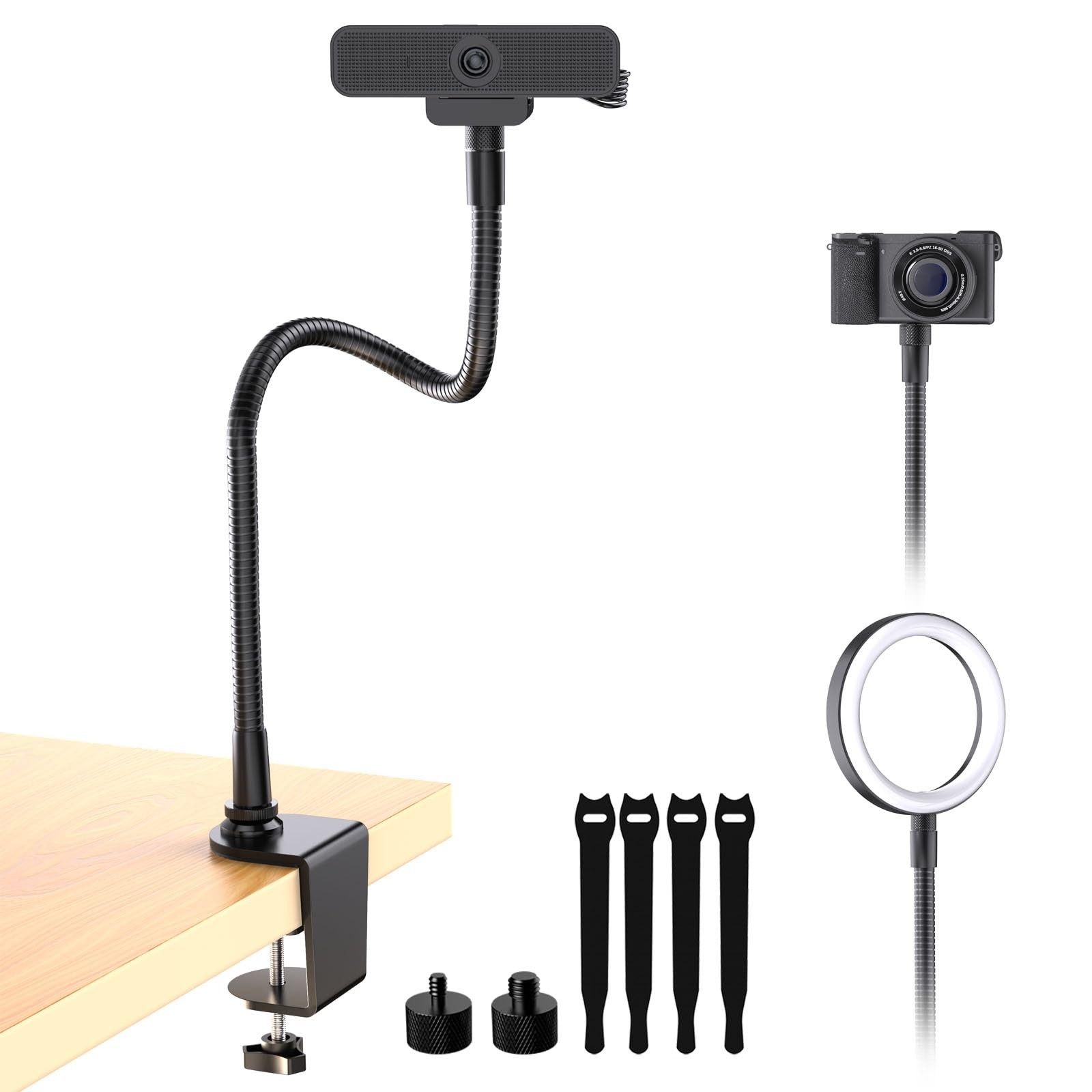 19 Inch Webcam Stand Camera Mount with Upgraded C-Clamp, Adjustable Flexible ...