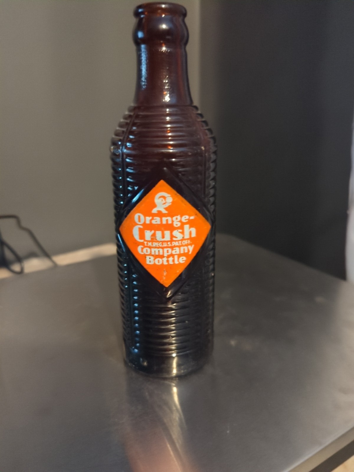 Orange Crush Brown Crinkle Bottle Duraglas