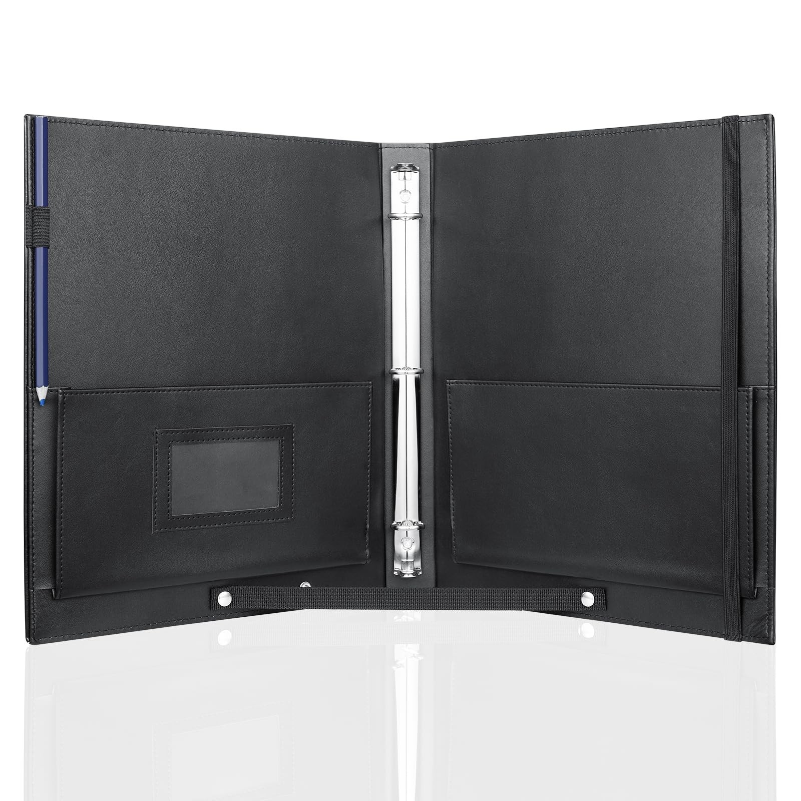 MUQING Large Black Choral Music Folders, 3 Ring Choir Binder, PU 