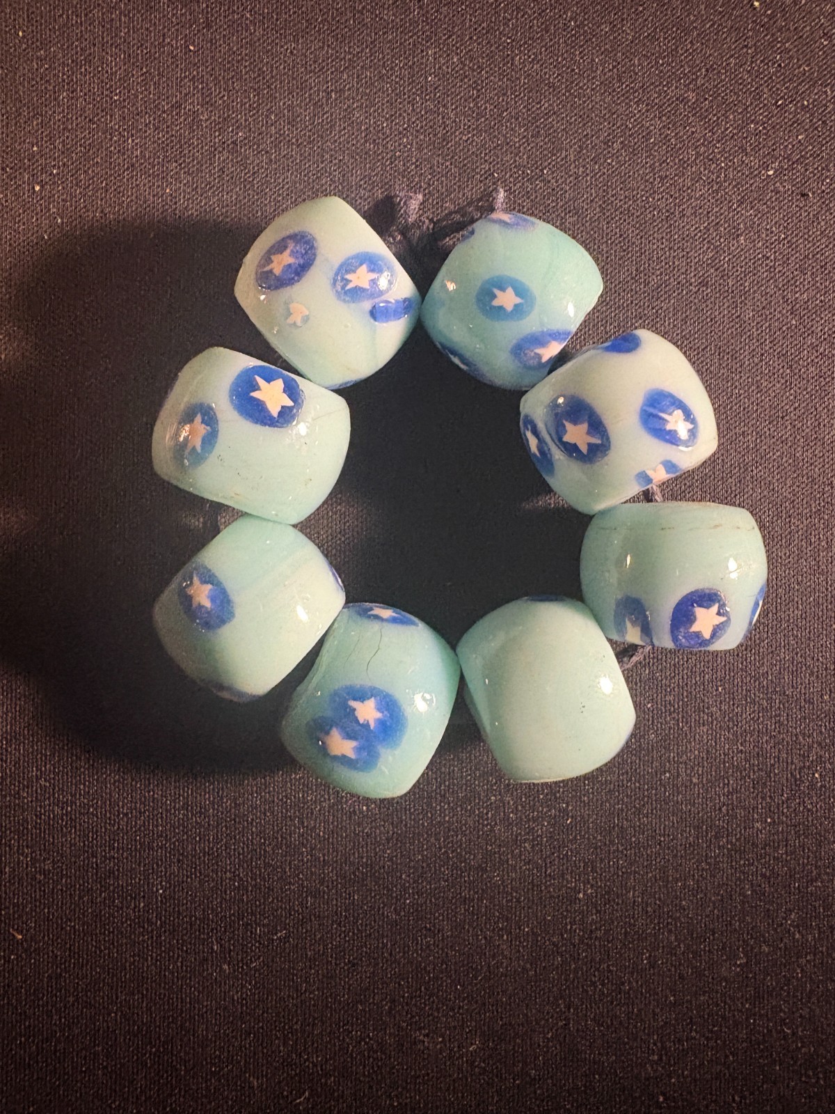 8 Glass Beads - Millefiori Handmade beads 18mm round (B1003) light blue