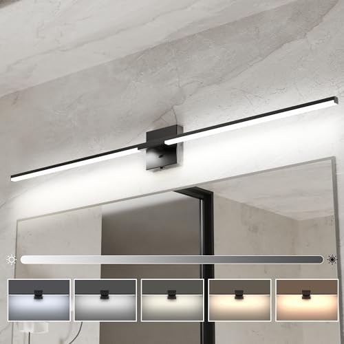  Modern Bathroom Vanity Light 48 inch, Built-in Dimmer, 28W 48 Inch Black