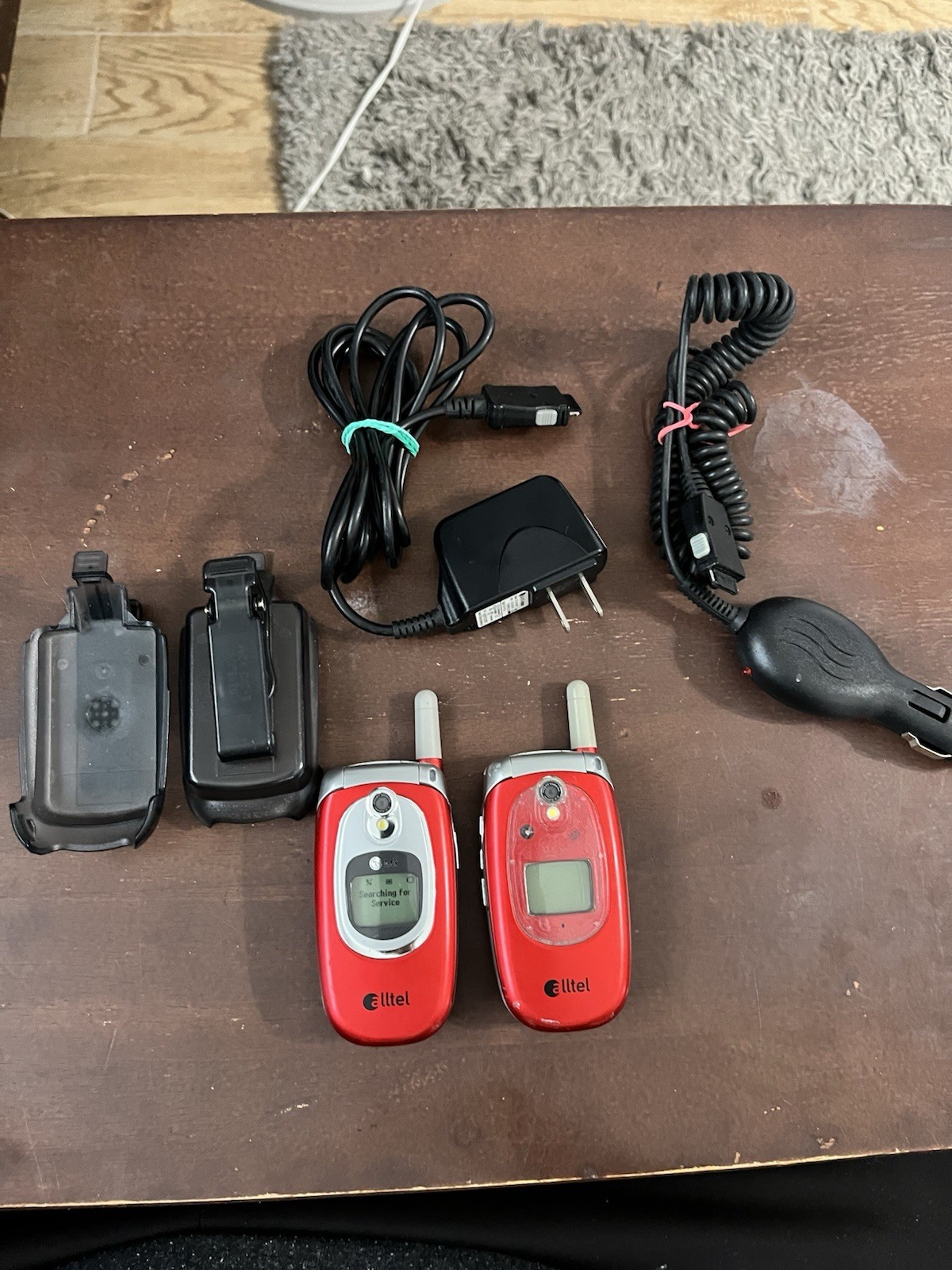 2 Alltel LG Flip Phones Red AX5000 House/Car Charger/ Belt Clips Tested Read (u)