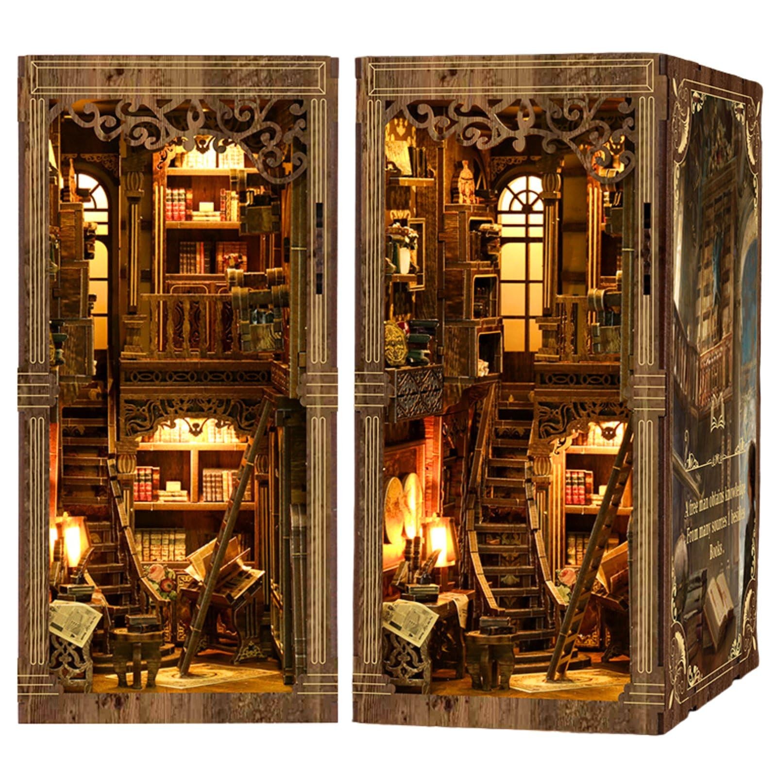 MARUHADO Book Nook Kit, Dollhouse Miniature with LED Light, 3D Puzzle,