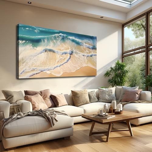 Large Beach Wall Art for Living Room, Ocean Waves Canvas 59"L x 29"W BEACH