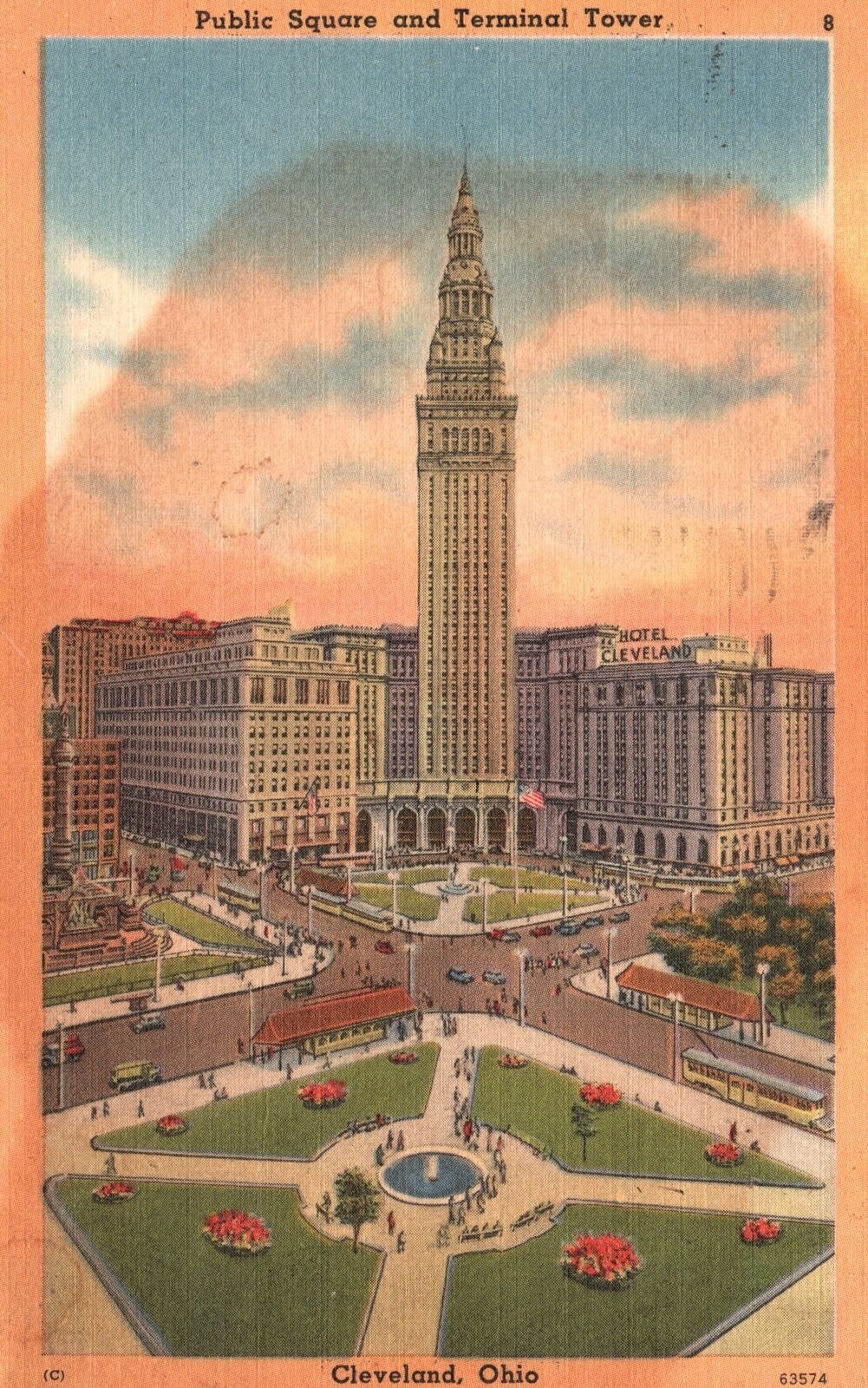 Vintage Postcard 1951 Public Square and Terminal Tower Building Cleveland Ohio