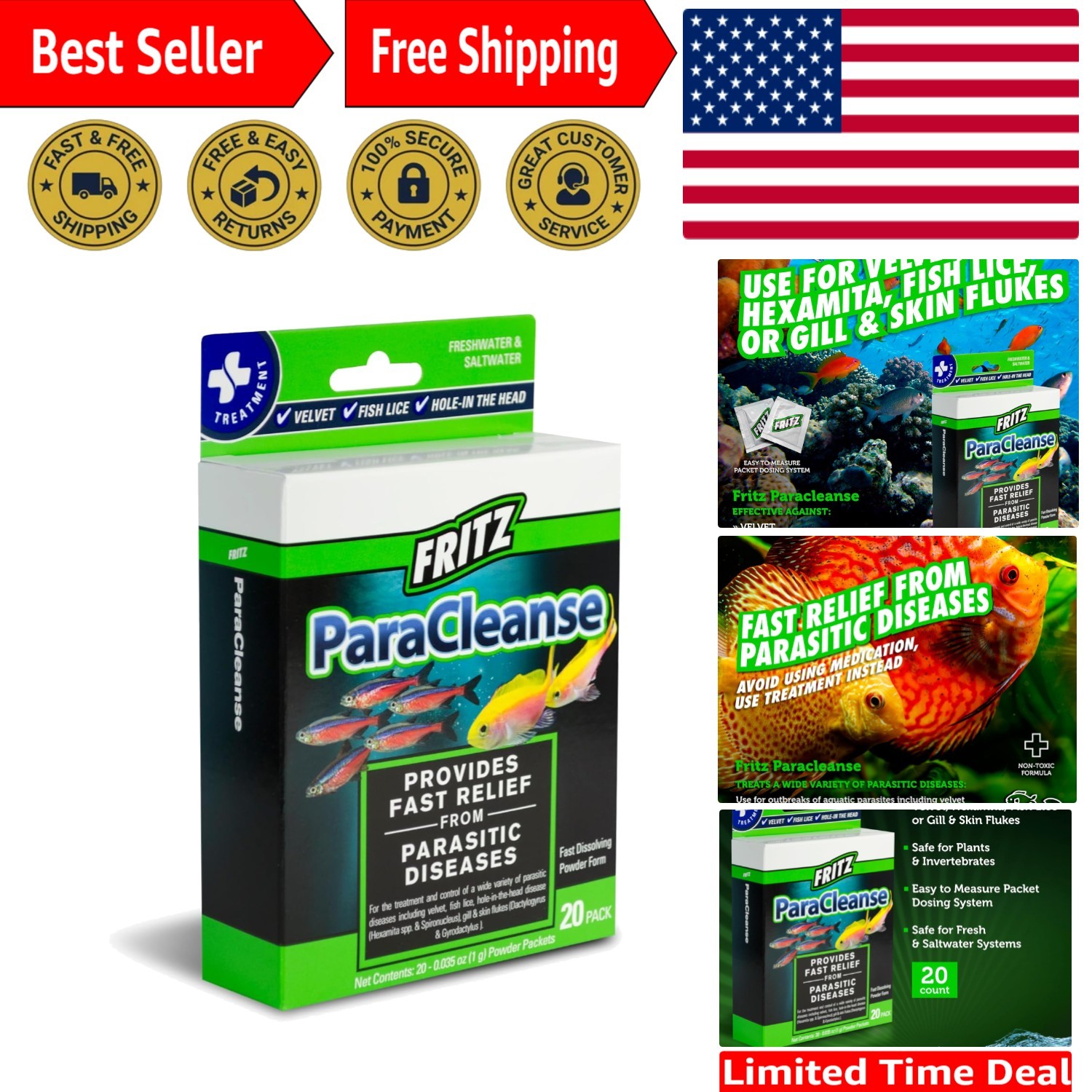 20-Count Fritz ParaCleanse: Comprehensive Solution for Fish Health & Safety