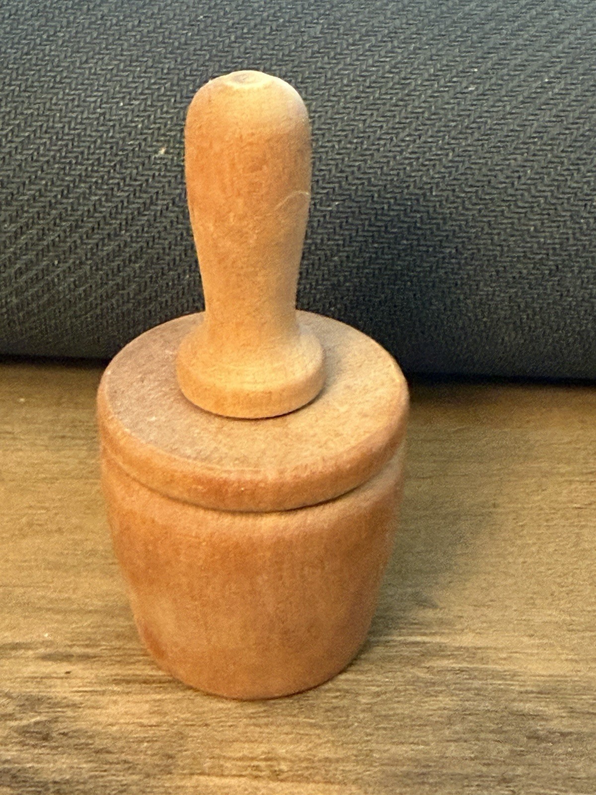 Antique Small Primitive Wood Butter Mold Press Cookie Leaf Motif Plant EUC