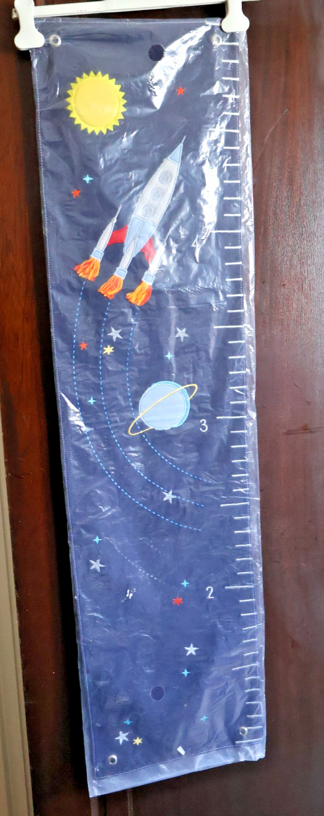 NEW Pottery Barn Kids Navy Blue SPACE ROCKET Wall Mount Growth Chart