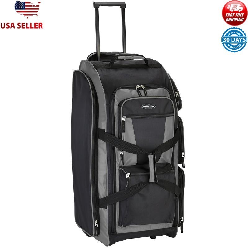 30 Inch Rolling Multi-pocket Duffel Telescopic Handle Two Wheels Travel Bag New