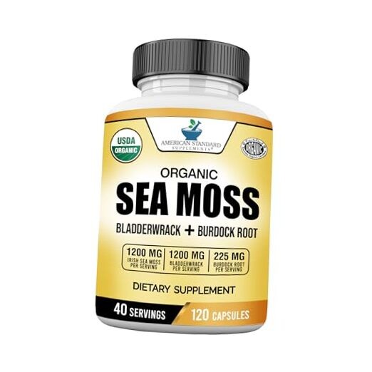 American Standard Supplements Organic Sea Moss, Bladderwrack & Burdock Root 