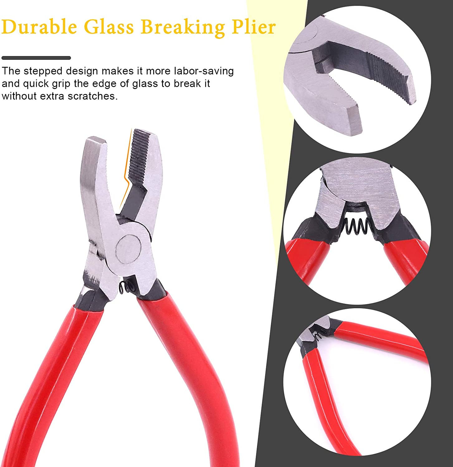 3Pcs Premium Glass Running Breaking Pliers and Class Cutter Kit, Heavy Duty G...