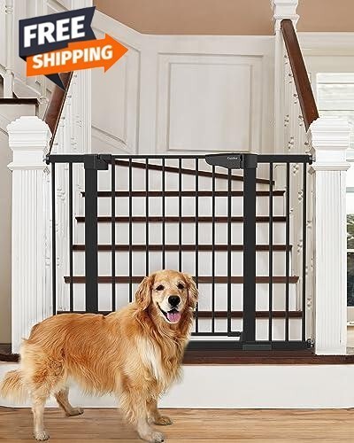 Black Metal Baby Gate 29.7-46" Auto Close Pressure Mount Pet Safety Gate New