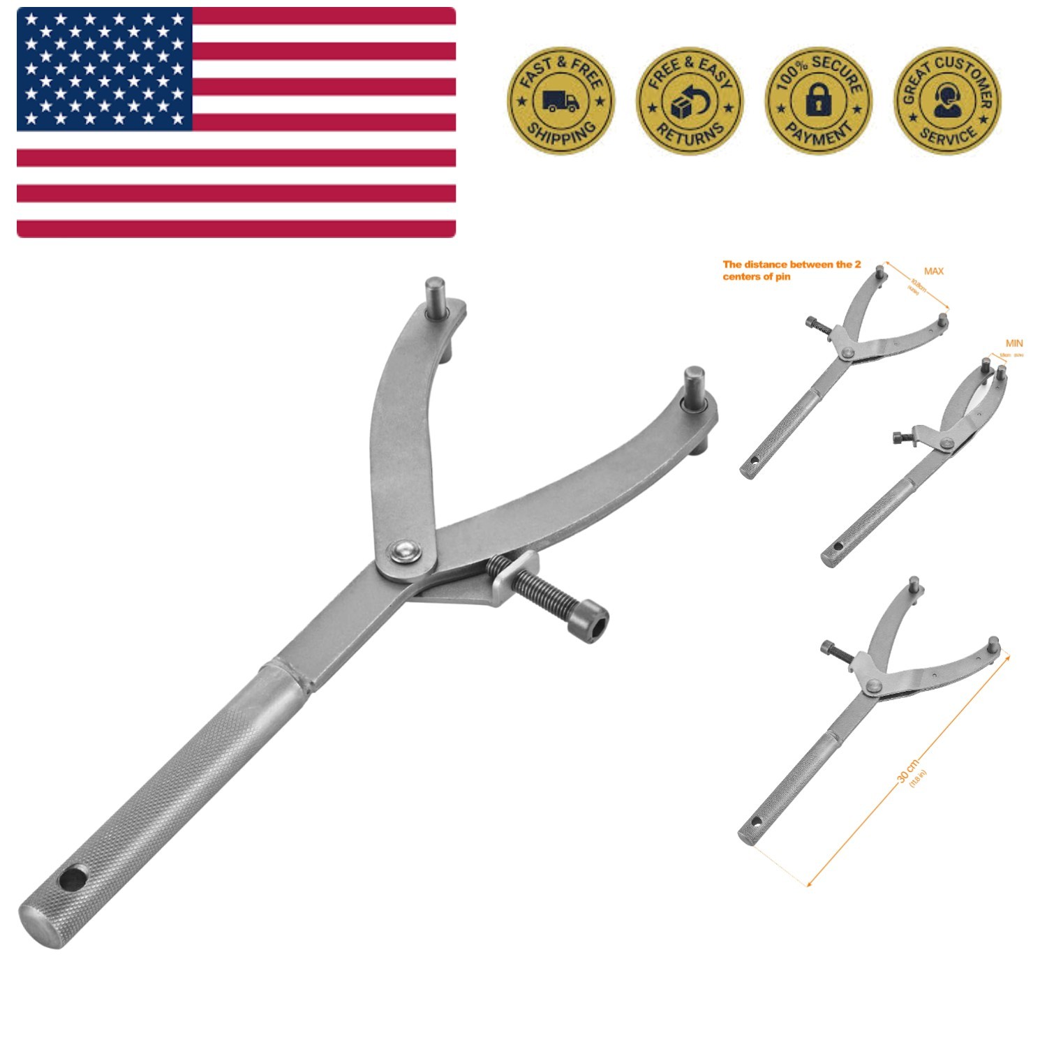 Adjustable Locking Spanner Wrench Clutch, Wrench Holder Hub Rotor Flywheel Sp...