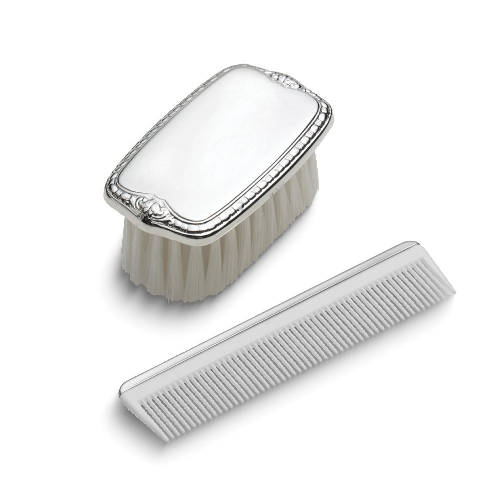 Sterling Silver Gift Boxed Boys Comb and Brush Set