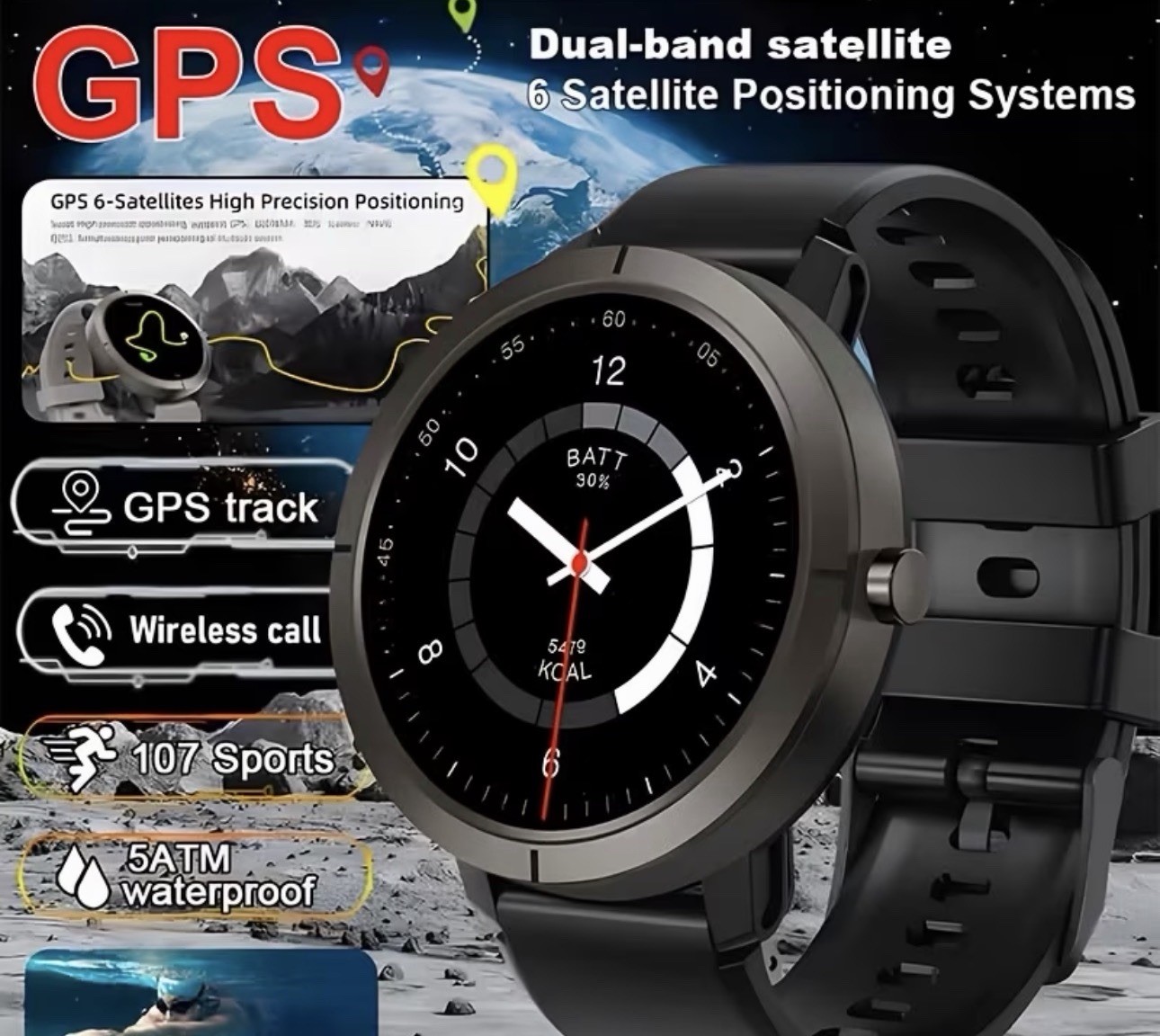 gps smart watch amoled fitness tracker bluetooth call sport watch ios