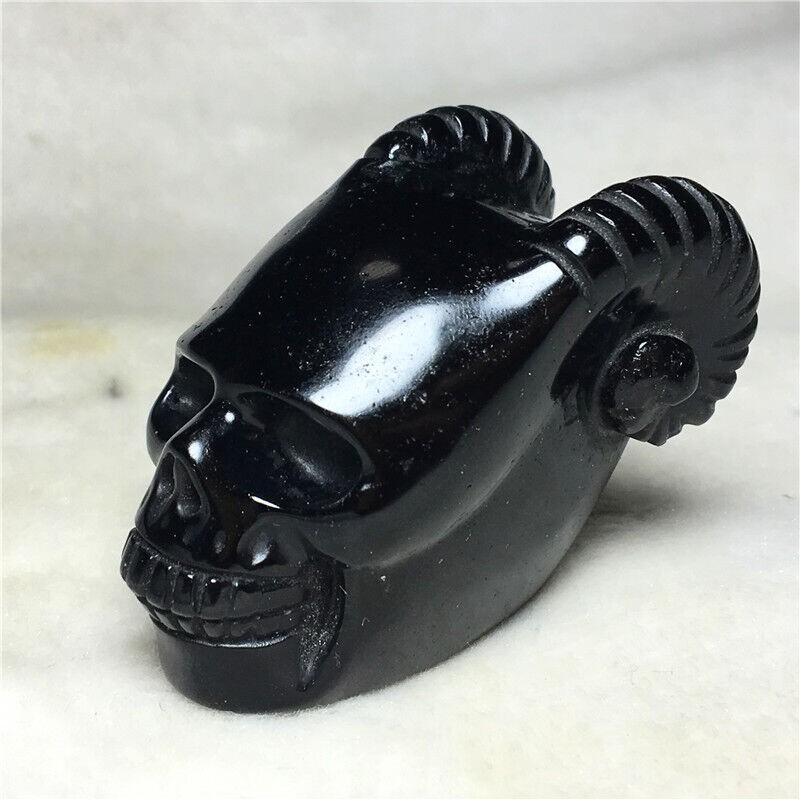 85g Natural obsidian Crystal carving skull Healing #C3