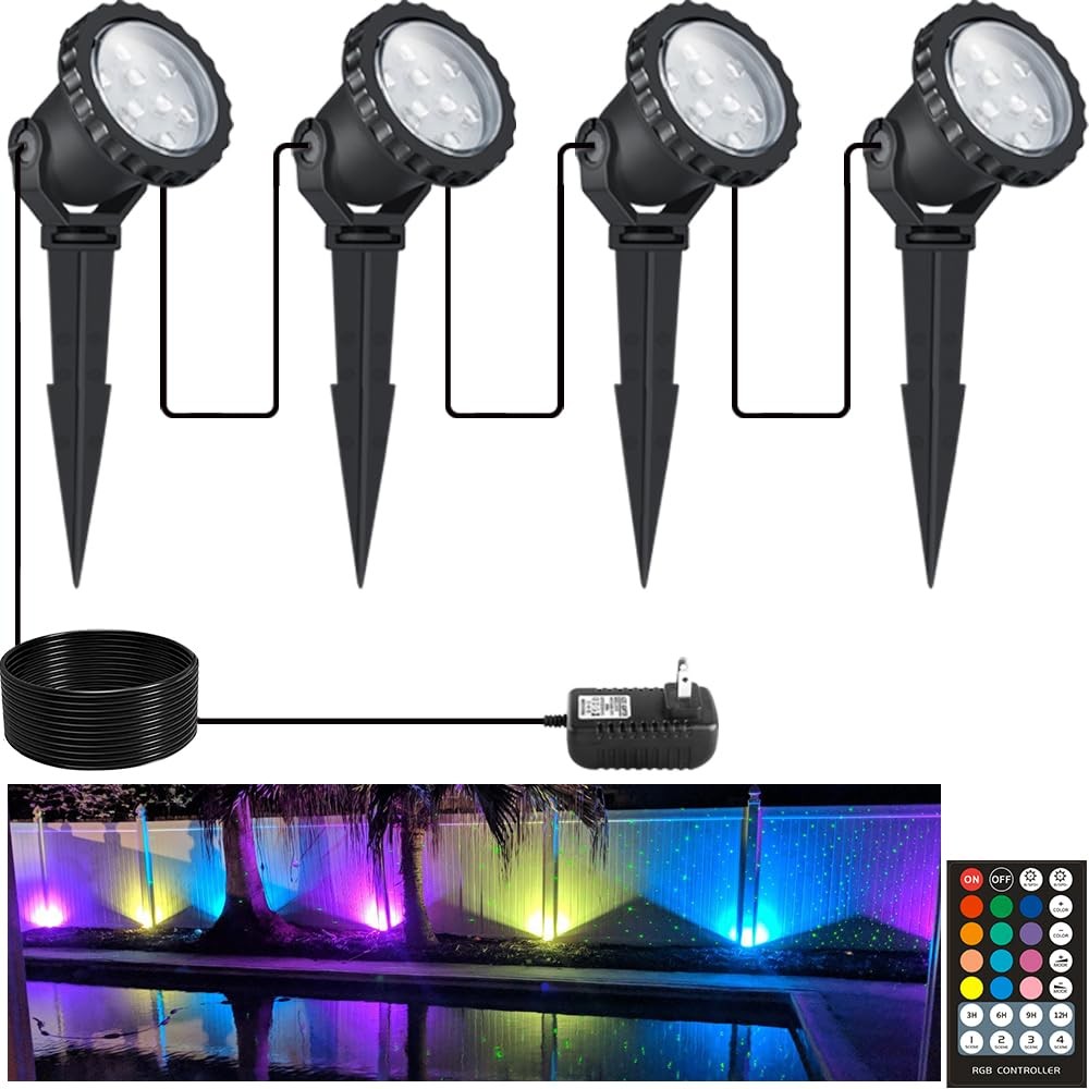 Spotlights Outdoor, RGB Color Changing Landscape Lights 12W 800lm 120V Plug i...