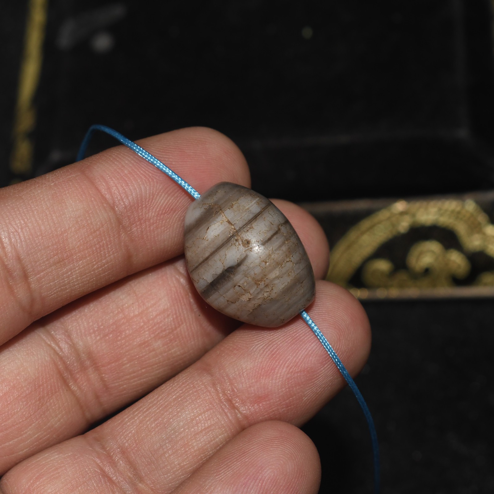 Authentic Ancient Tibetan Himalayan Banded Agate Stone Bead in good Condition