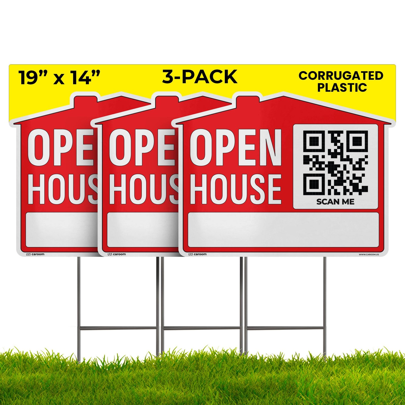 3 PCS 1914 Large Weatherproof Double Sided Open House Yard Signs With Stakes