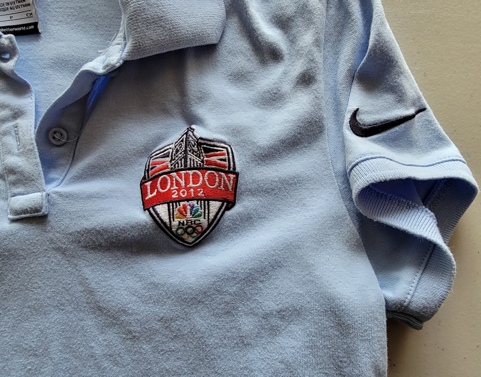 NIKE Women's Golf Polo Shirt Blue London 2012 Olympics NBC Small Vintage