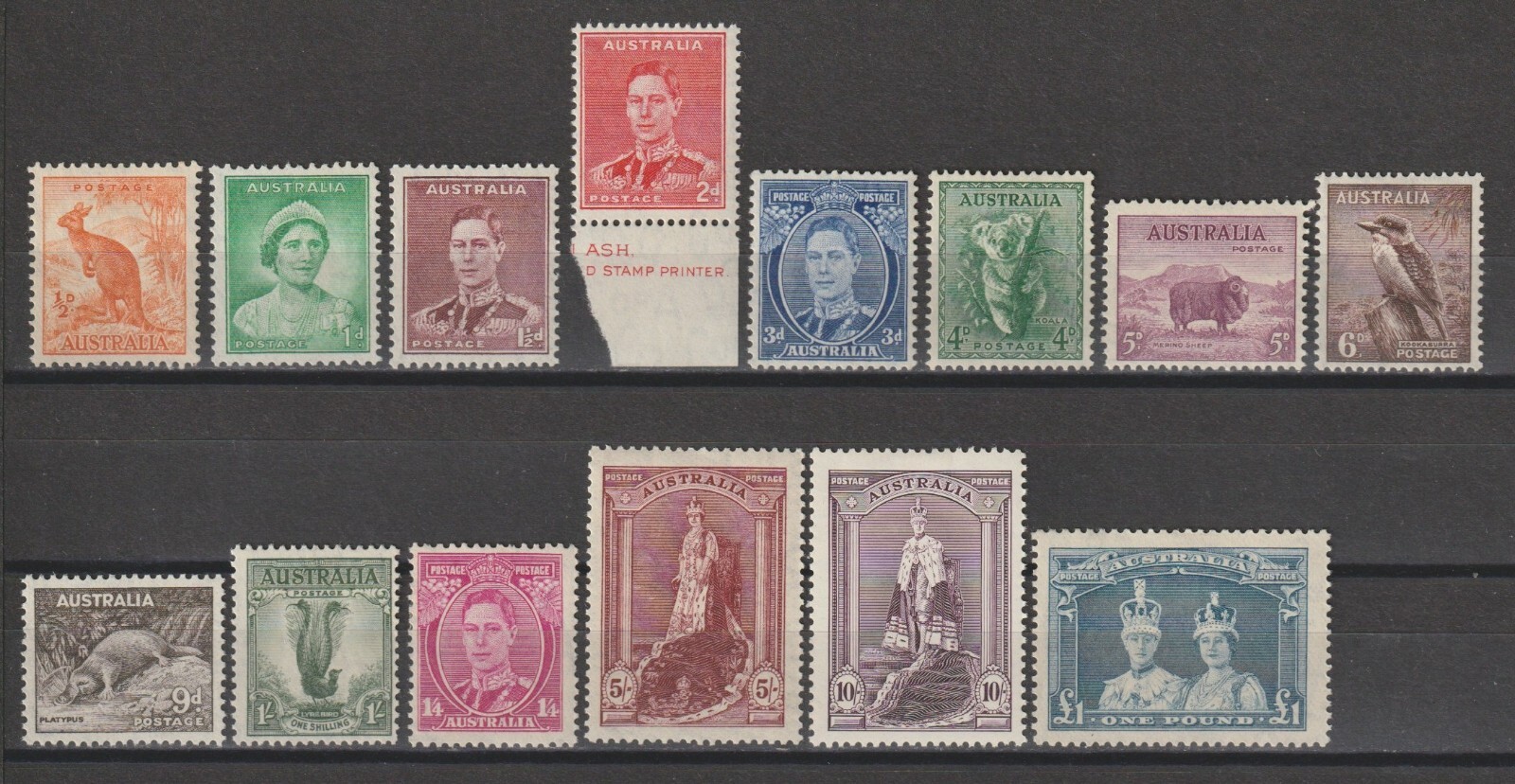 AUSTRALIA 1937/49 SG 164/178 MINT