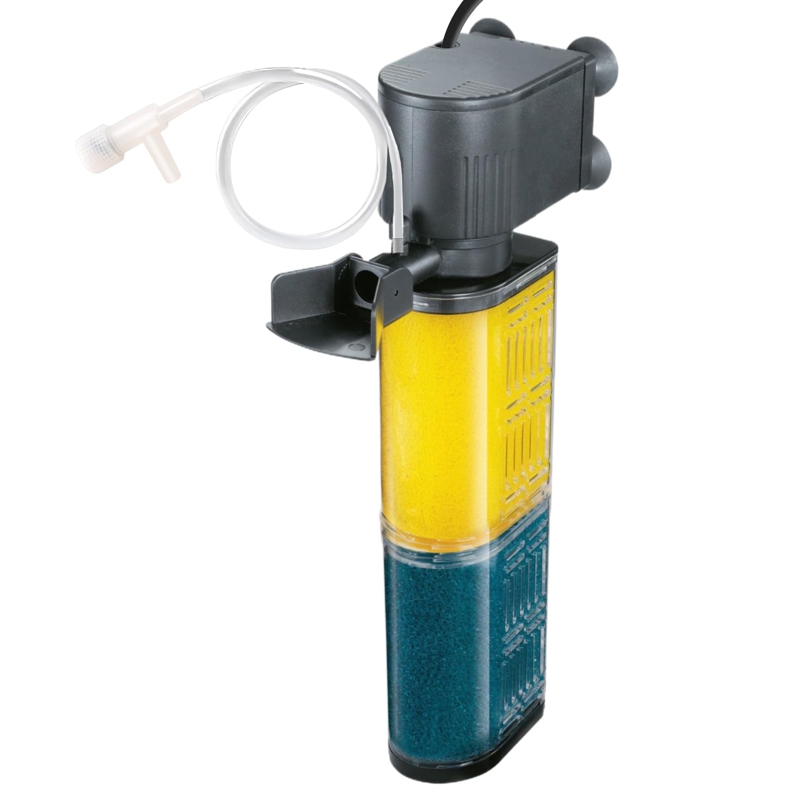 Fish Tank Filter, Ultra Quiet 400GPH Submersible Sponge Large, blue yellow 