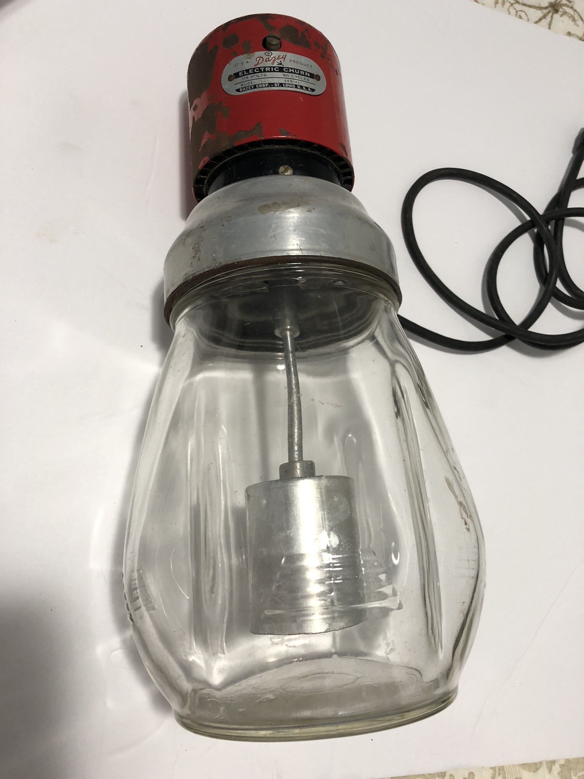 VTG Dazey Electric Butter Churn Model 1-E-R  /Glass Jar/ Works/RUNS SMOOTH