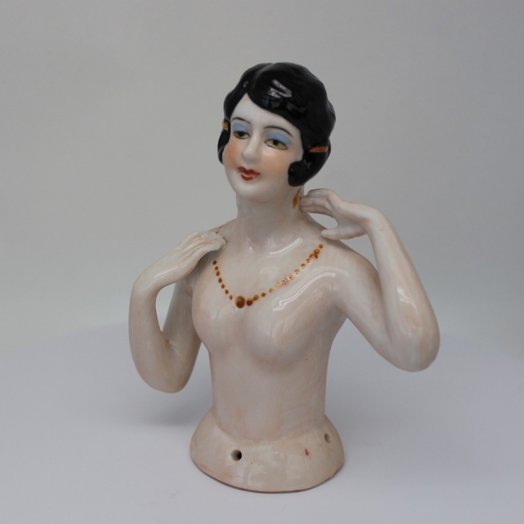 Half doll Figurine Mata Hari Sexy Naked Necklace Half Doll Pincushion Arms Away