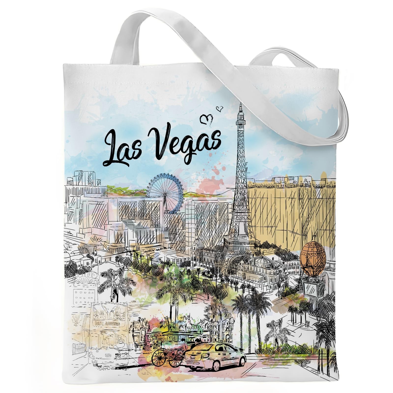Las Vegas Tote Bag - City Souvenirs Travel Essentials Cotton Totes for Trip W...