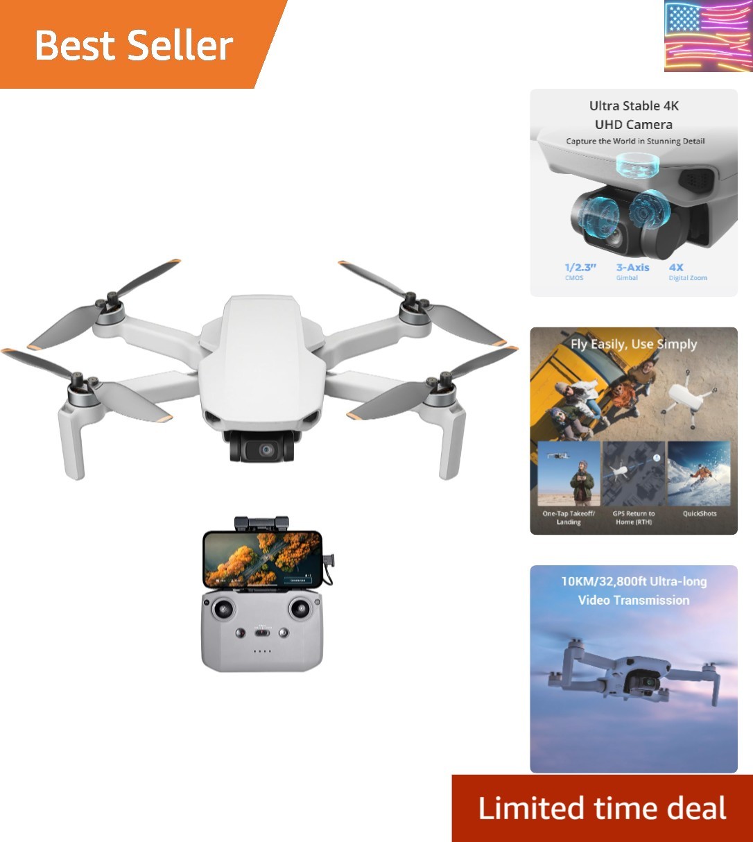Mini Drone with Camera 4K for Adults, 32800ft FPV Transmission, Easy to Fly, ...