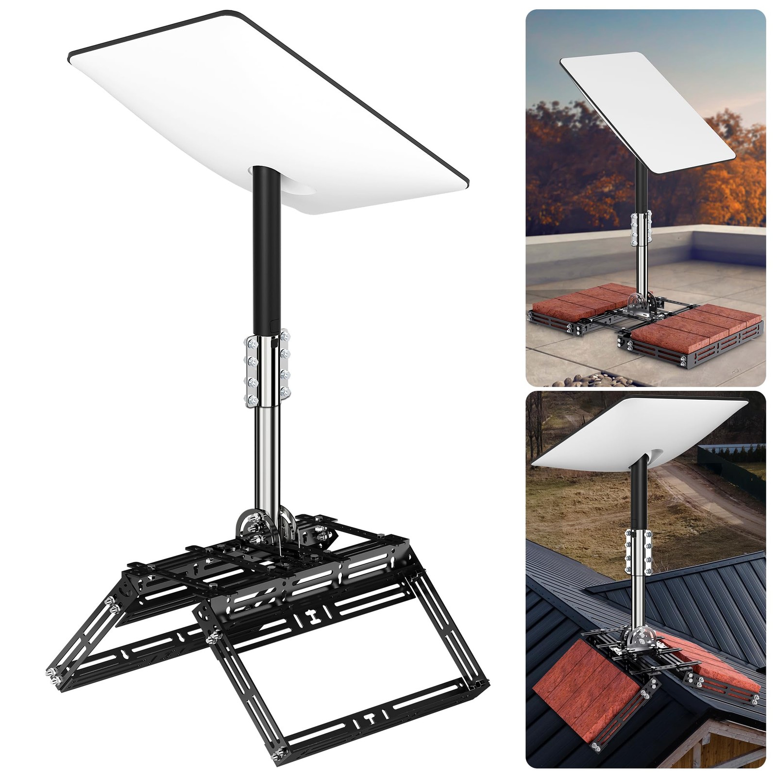 Starlink Gen 2 Roof Ridge Mount - No-Drill Installation Pole Mounting Kit wit...