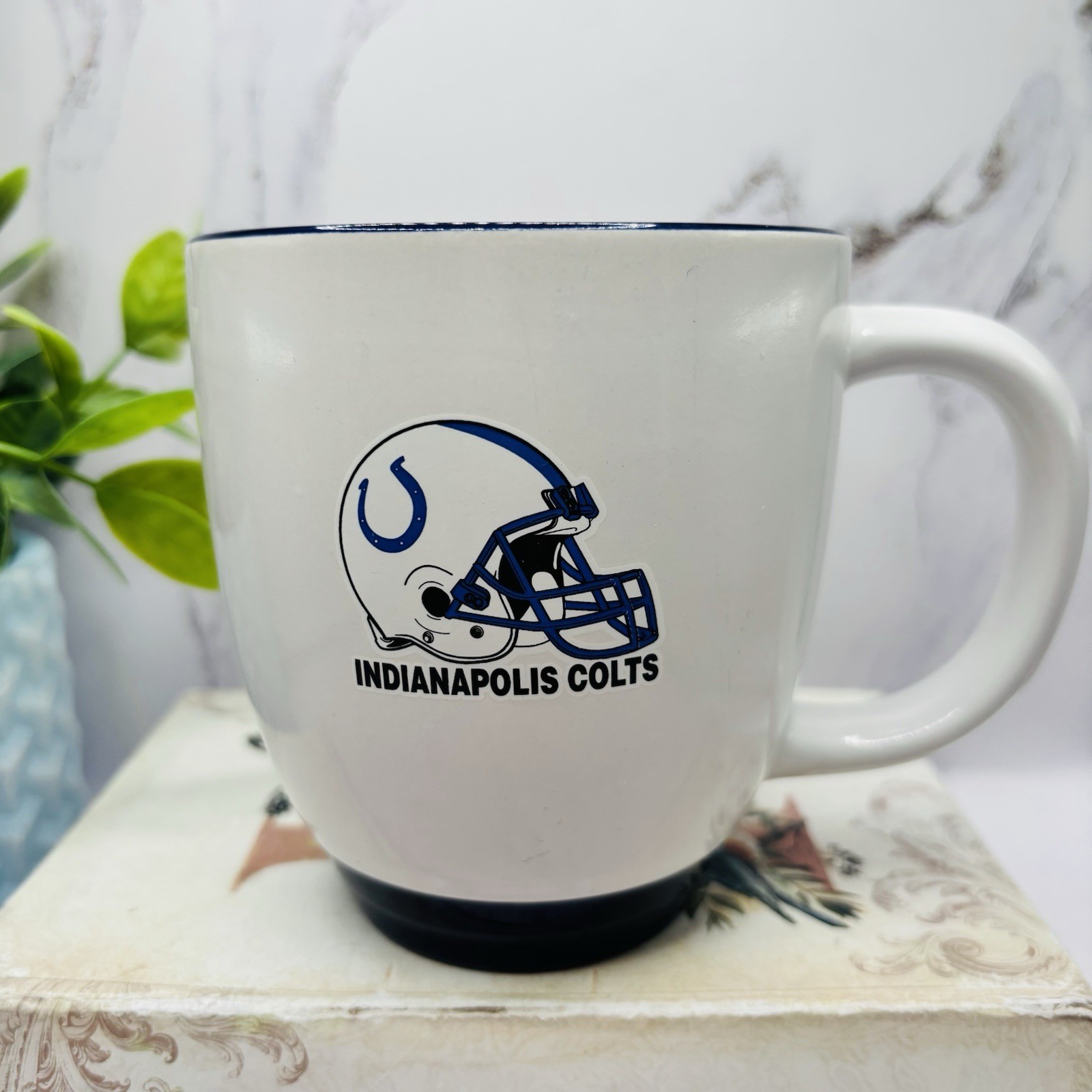 Indianapolis Colts Mini Helmet Logo Licensed Coffee Cup Mug - 16 Ounces 4”