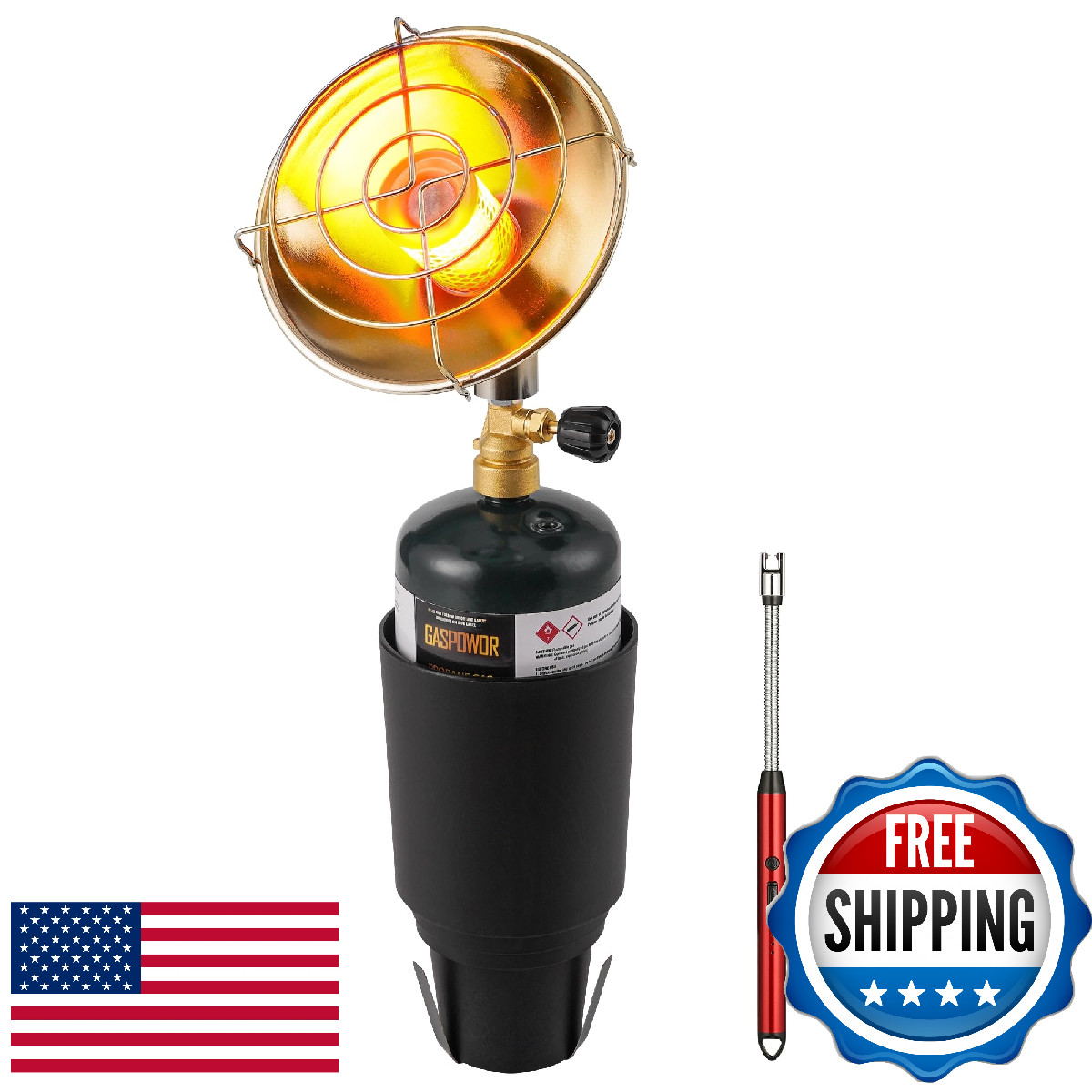 Propane Golf Cart Heater 6200BTU, Outdoor Propane Heater with Golf Cart Cup Hold